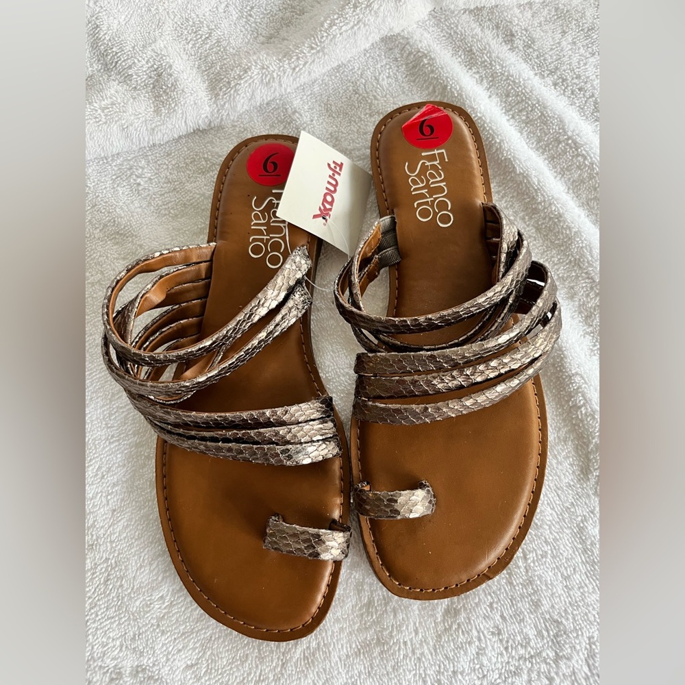 Franco Sarto Metallic Strappy Sandals